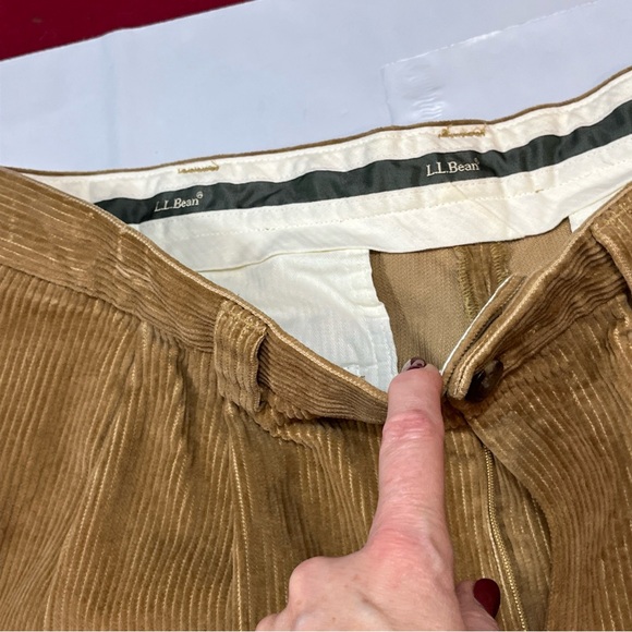 LL Bean corduroy Classic Fit BROWN Pleated brown Pants 502835 SIZE 34x34 Cotton - Picture 15 of 16
